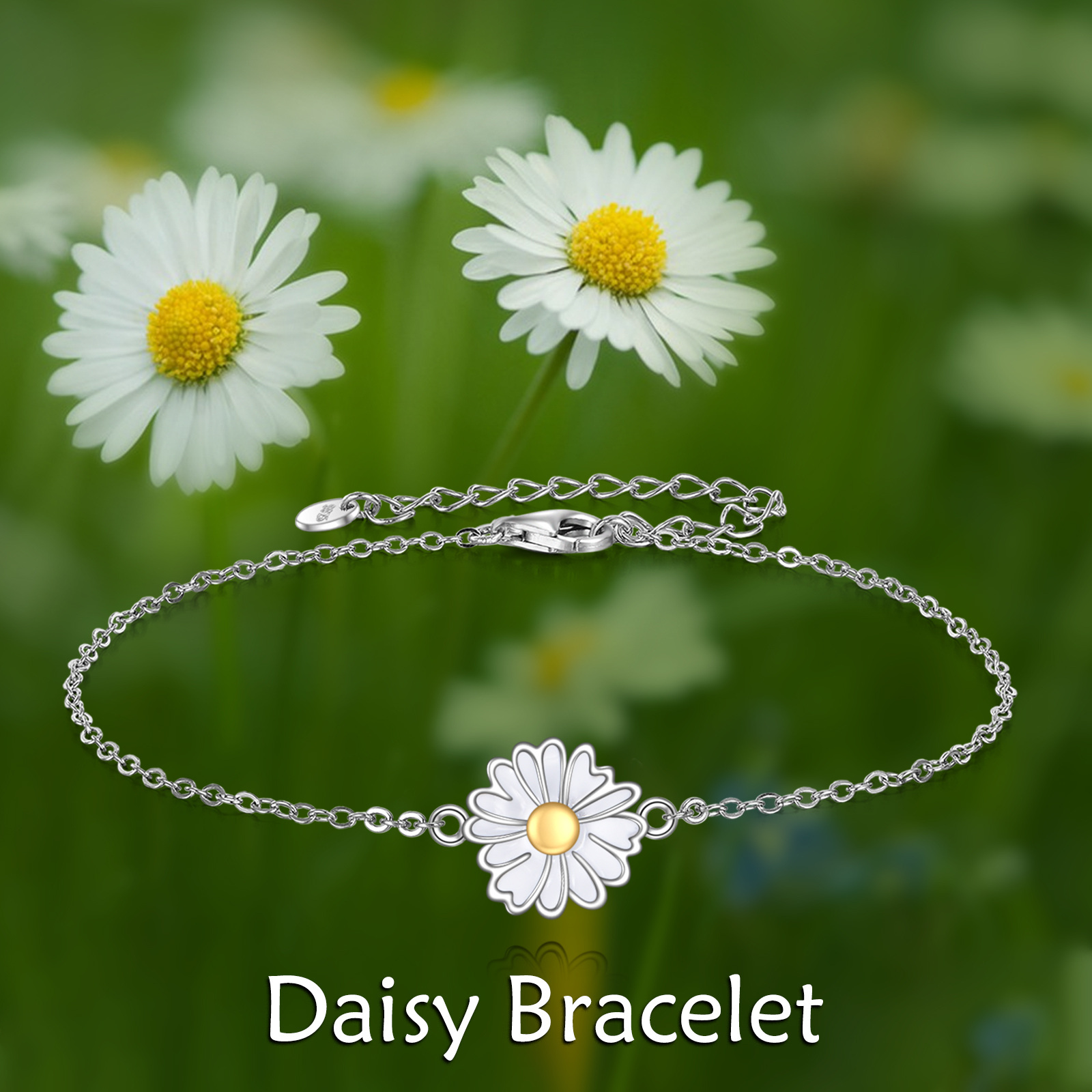 Daisy Bracelet 925 Sterling Silver Flower Jewelry